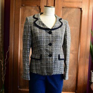 Le Suit Petite Women's Blazer, Navy Blue and Grey Size 10P NWT